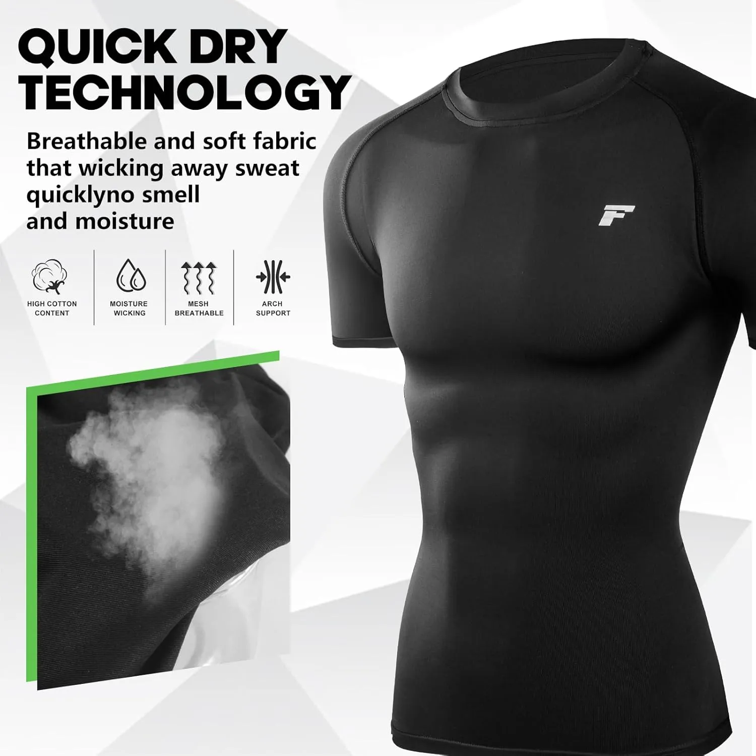 Mens 2-Pack Short-Sleeve Cooling Shirts with UPF 50  UV Sun Protection, Quick Dry for Fitness & Running