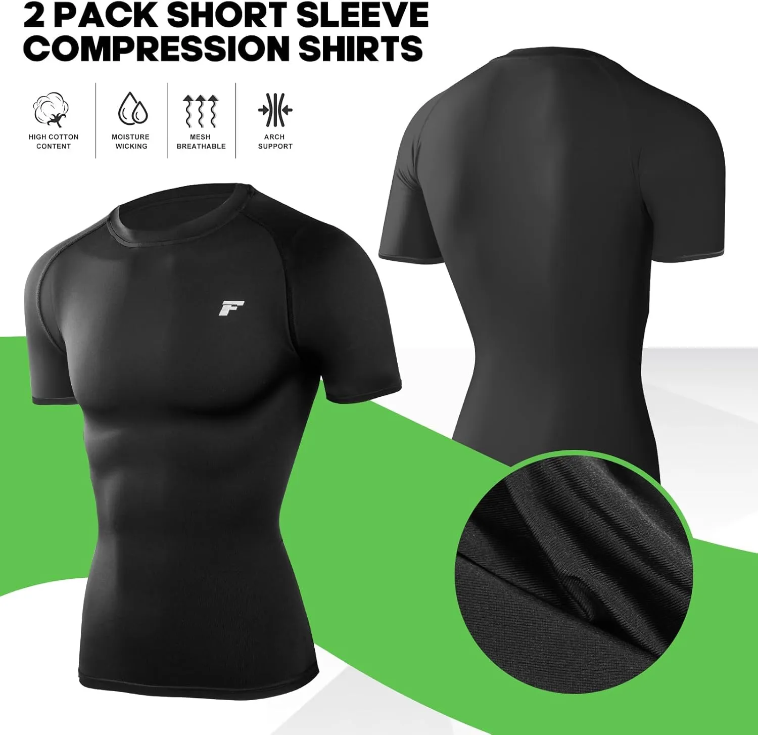 Mens 2-Pack Short-Sleeve Cooling Shirts with UPF 50  UV Sun Protection, Quick Dry for Fitness & Running