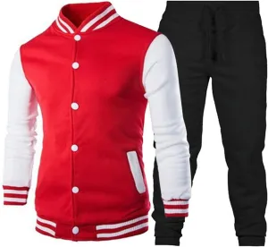 Mens 2 Pieces Tracksuits Full Zip Running Jogging Sweatsuit Athletic Sports Set Stripe Print Jacket & Sweatpants