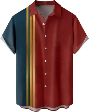 Men's 4th of July Shirts Button Up Patriotic American Flag Red White Blue Hawaiian Shirt Fourth of July Shirts