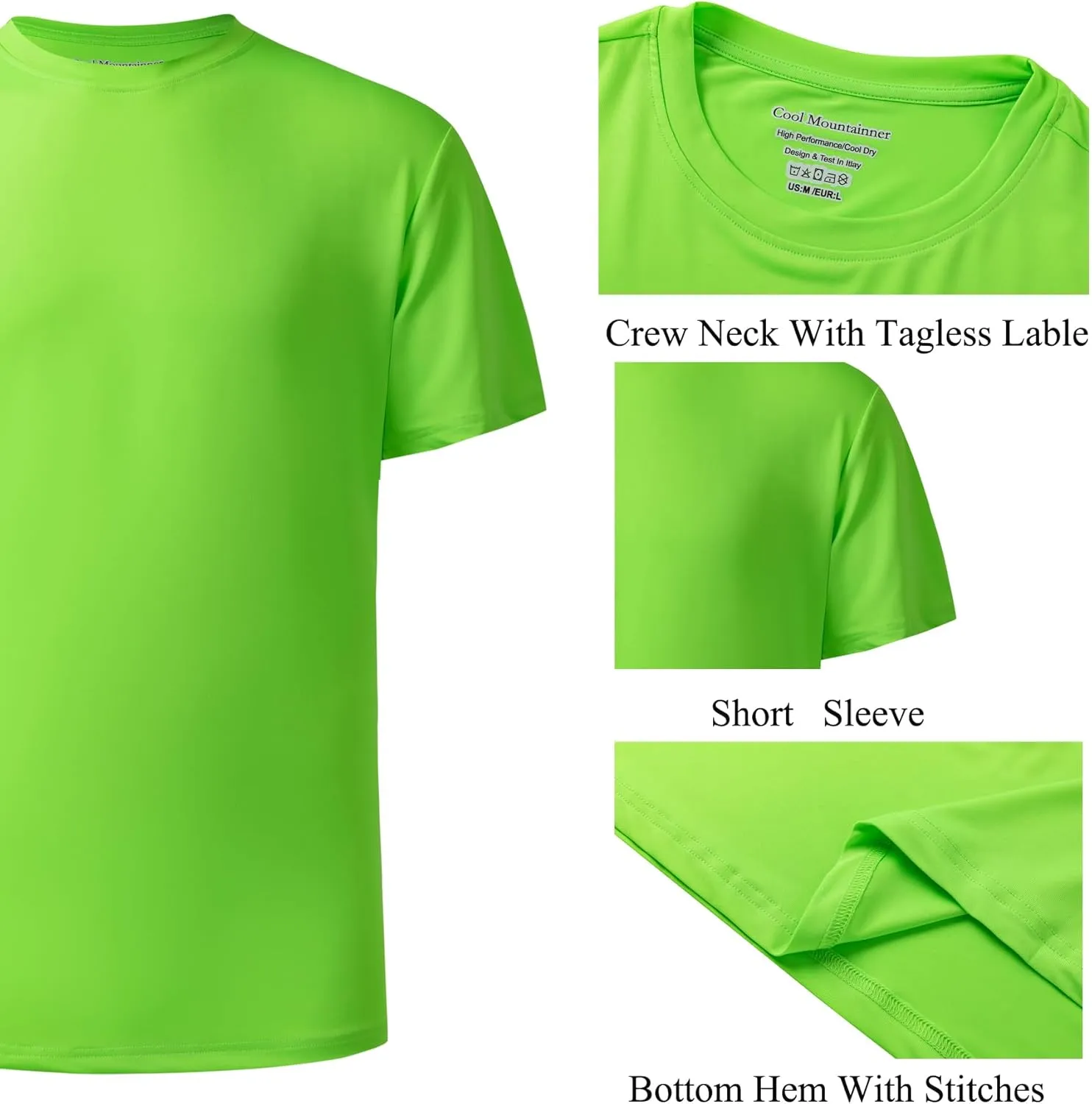 Mens Active T Shirts High Visible Sun Protection Cool Dry Fit Athletic Running Shirts Men's Rash Guard