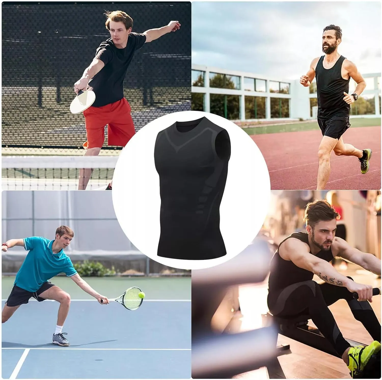 Men's Athletic Compression Shirts Sleeveless Tight Workout Tank Tops Sports Base Layer Running Basketball
