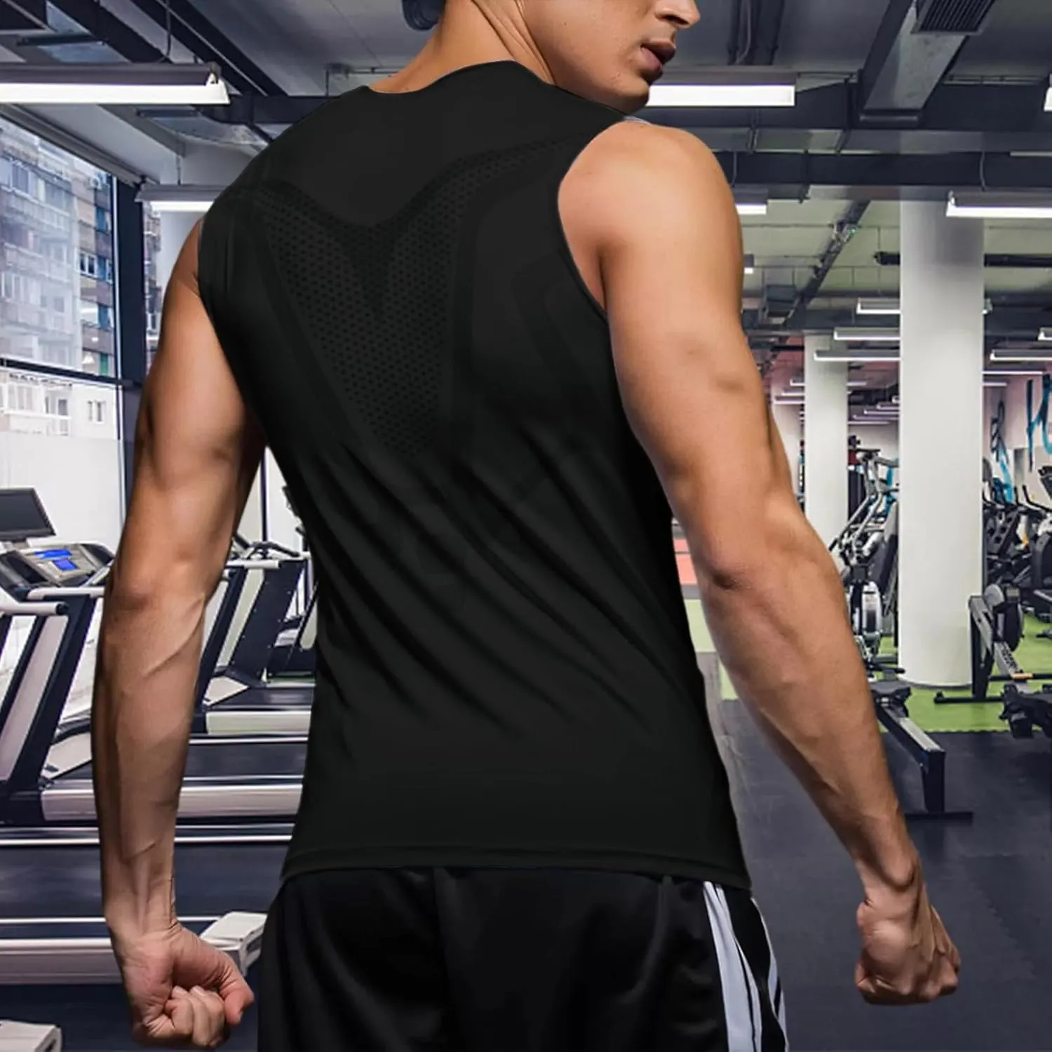 Men's Athletic Compression Shirts Sleeveless Tight Workout Tank Tops Sports Base Layer Running Basketball