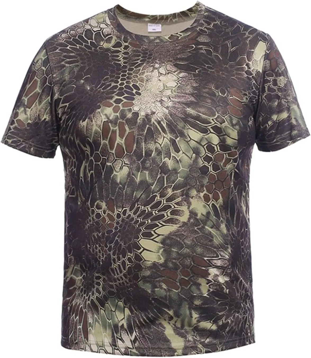 Mens Camo Compression Shirt Short Sleeve Quick Dry Lighweight Athletic Workout T-Shirt Crewneck Sports Tee Base-Layer