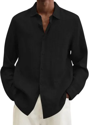 Men's Casual Button Down Shirt Cotton Solid Color Pocket Long Sleeve Shirt Top Long Sleeve T Shirt Men Mens Shirts