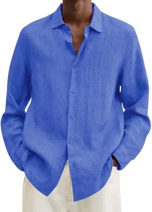 Men's Casual Button Down Shirt Cotton Solid Color Pocket Long Sleeve Shirt Top Long Sleeve T Shirt Men Mens Shirts