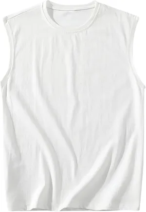 Mens Casual Tank Top Basic Cotton Comfortable Round Neck Solid Color Tank Tops Breathable Quick Dry Workout Tee
