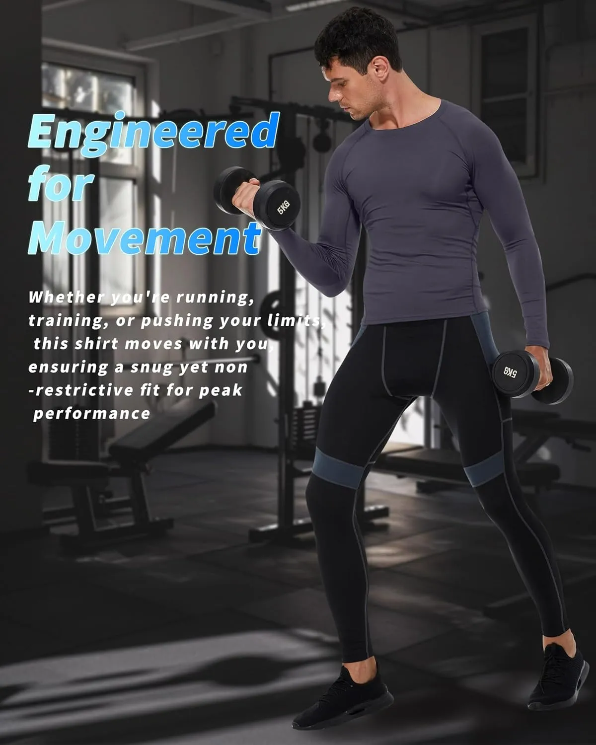 Men's Compression Shirt Long Sleeve Cool Dry Athletic Sports Baselayer Undershirts Running Workout Gym Top T-Shirt