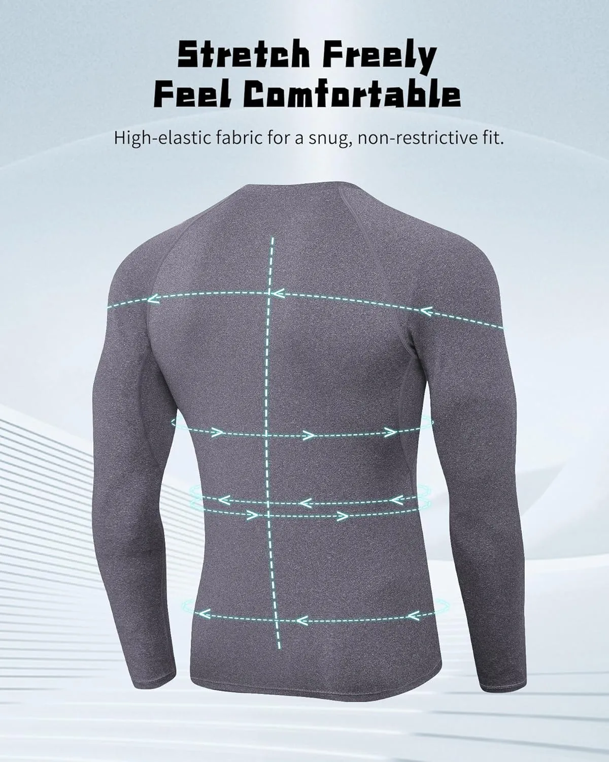 Men's Compression Shirt Long Sleeve Cool Dry Athletic Sports Baselayer Undershirts Running Workout Gym Top T-Shirt