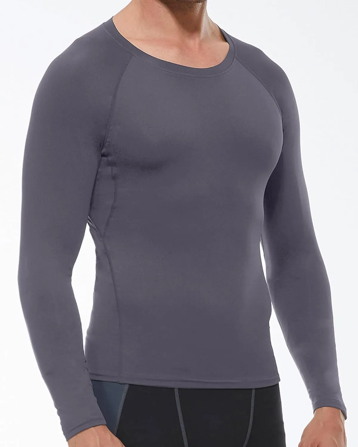 Men's Compression Shirt Long Sleeve Cool Dry Athletic Sports Baselayer Undershirts Running Workout Gym Top T-Shirt