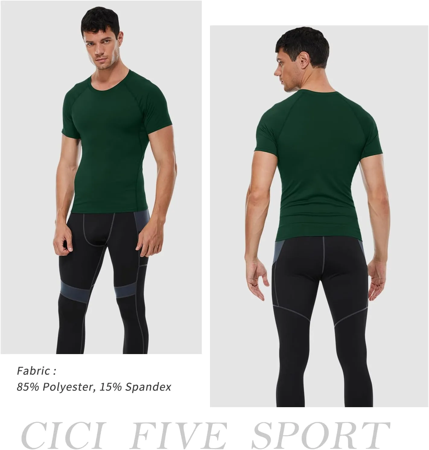 Men's Compression Shirt Short Sleeve Athletic Workout T Shirt Quick Dry Undershirts Baselayer Gym Tops