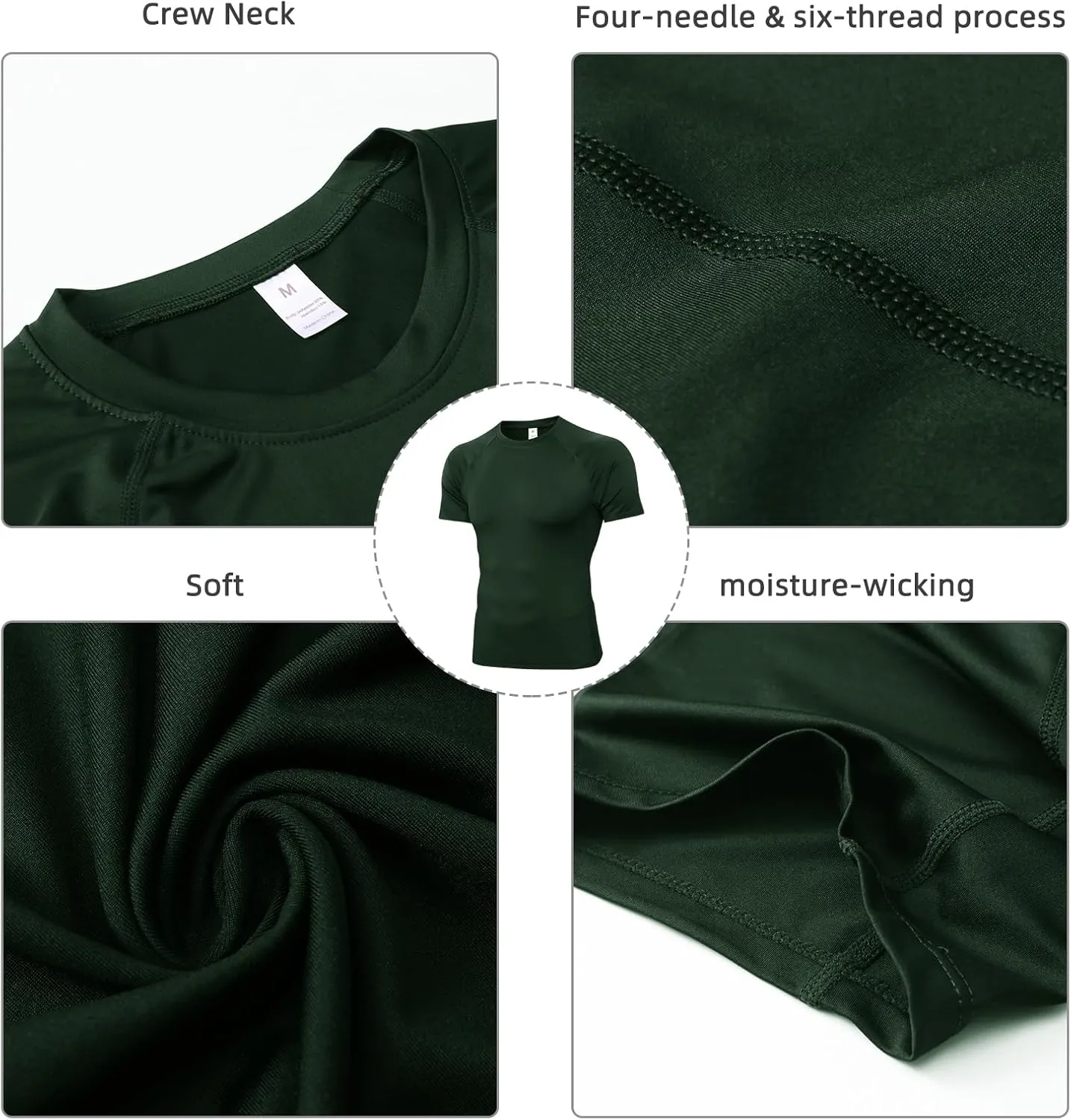 Men's Compression Shirt Short Sleeve Athletic Workout T Shirt Quick Dry Undershirts Baselayer Gym Tops