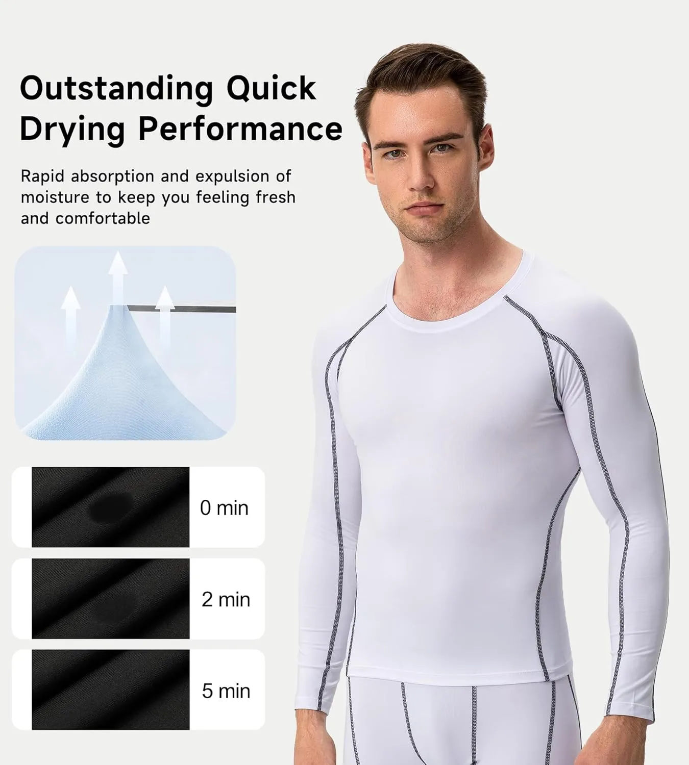 Men's Compression Shirts Long Sleeve Sport Workout T-Shirt Running Cool Dry Tops Active Baselayer Undershirts