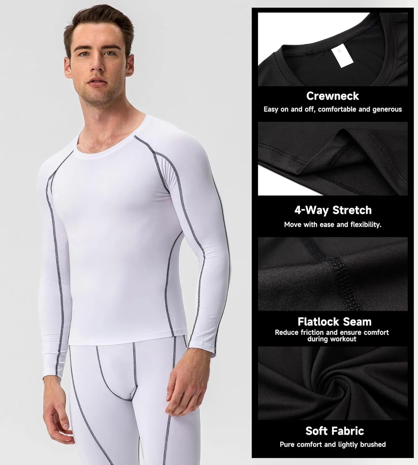 Men's Compression Shirts Long Sleeve Sport Workout T-Shirt Running Cool Dry Tops Active Baselayer Undershirts