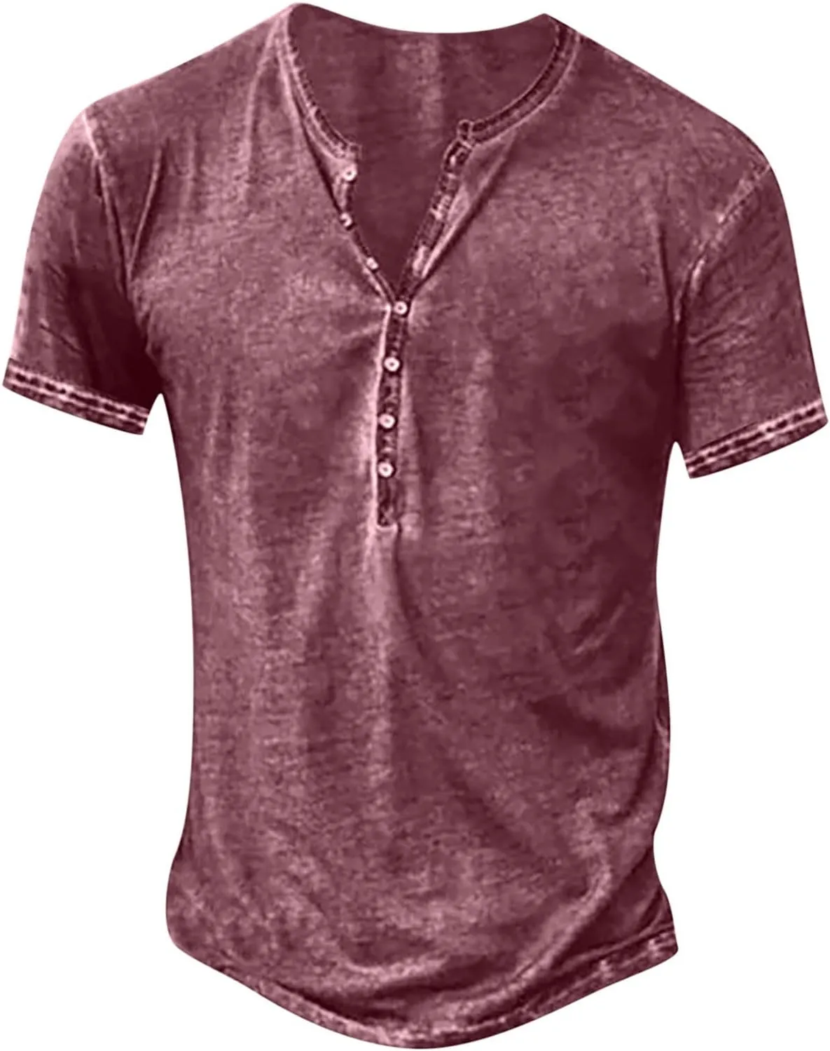 Men's Distressed Henley Shirts Button Up V-Neck T-Shirts Short Sleeve Tops Comfy Tees Summer Casual Pullover Vintage Blouse