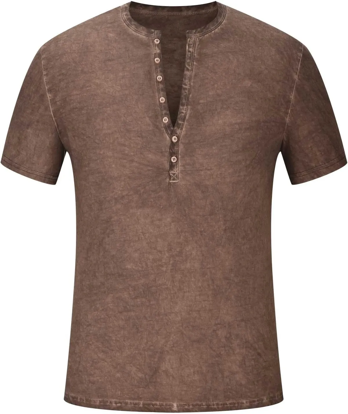 Men's Distressed Henley Shirts Button Up V-Neck T-Shirts Short Sleeve Tops Comfy Tees Summer Casual Pullover Vintage Blouse