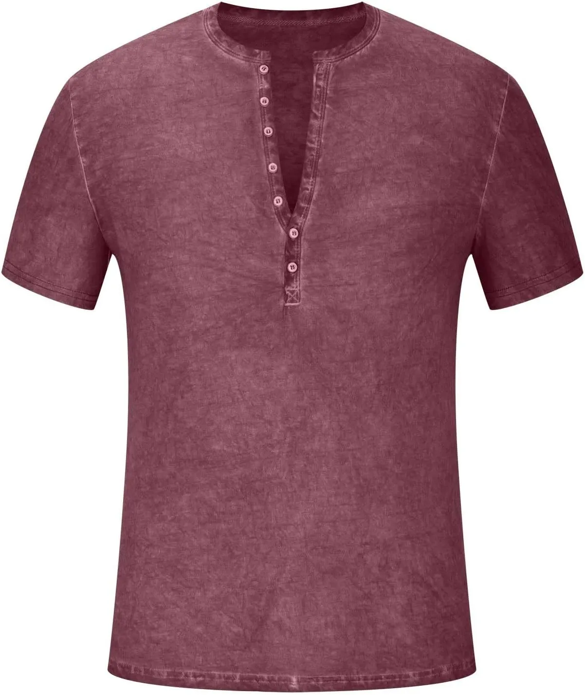 Men's Distressed Henley Shirts Button Up V-Neck T-Shirts Short Sleeve Tops Comfy Tees Summer Casual Pullover Vintage Blouse