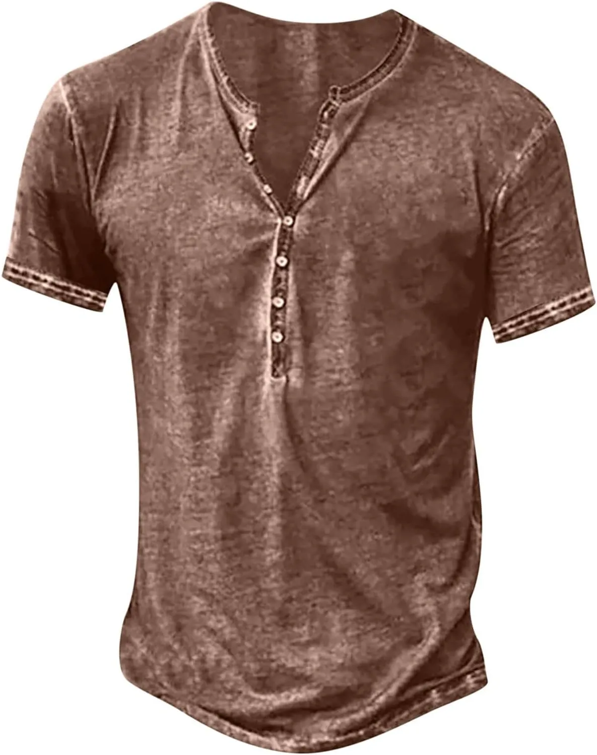 Men's Distressed Henley Shirts Button Up V-Neck T-Shirts Short Sleeve Tops Comfy Tees Summer Casual Pullover Vintage Blouse