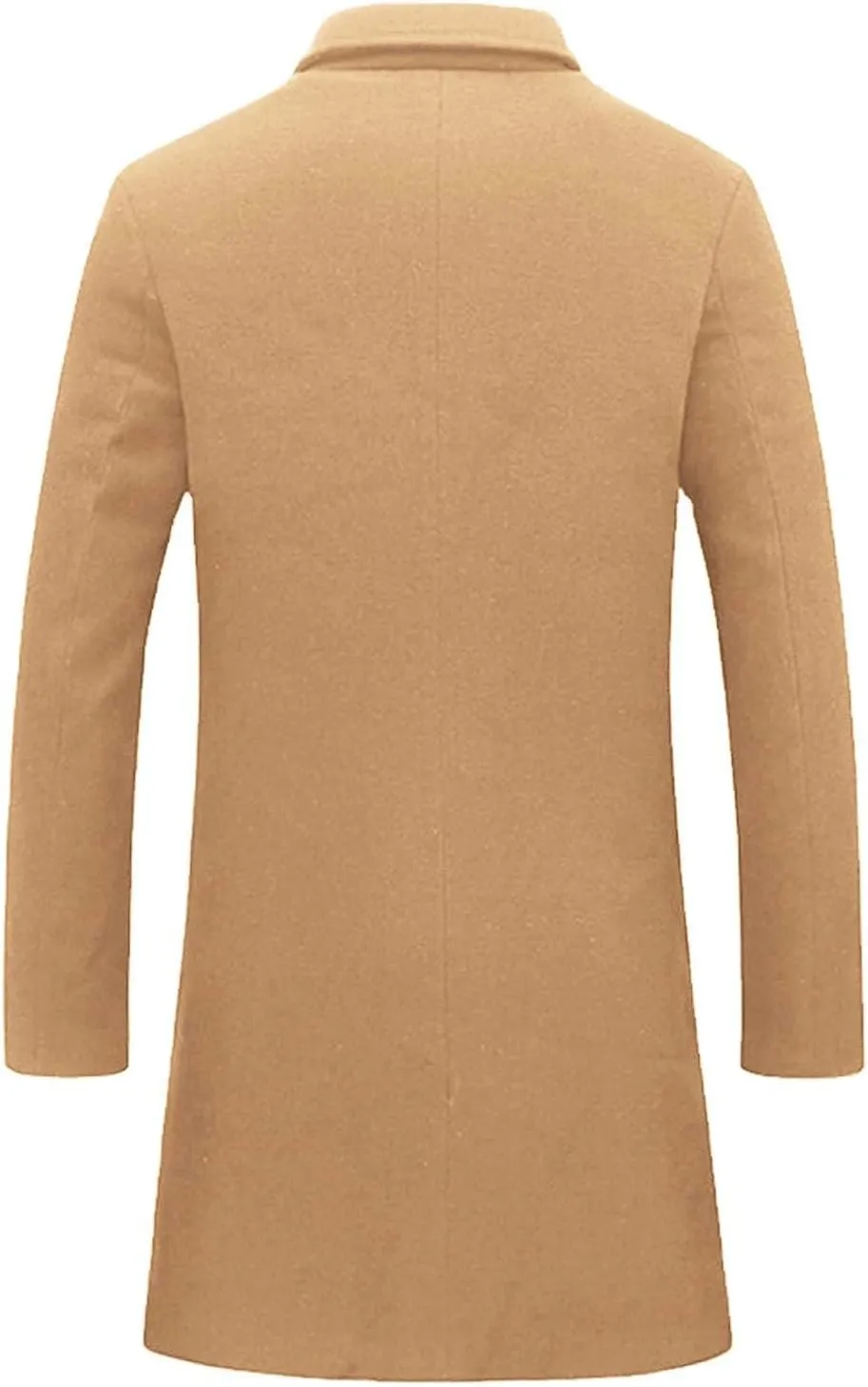 Mens Double Breasted Trench Coat Notched Collar Long Jacket Wool Blend Pea Coat Smart Casual Business Overcoat Big&Tall