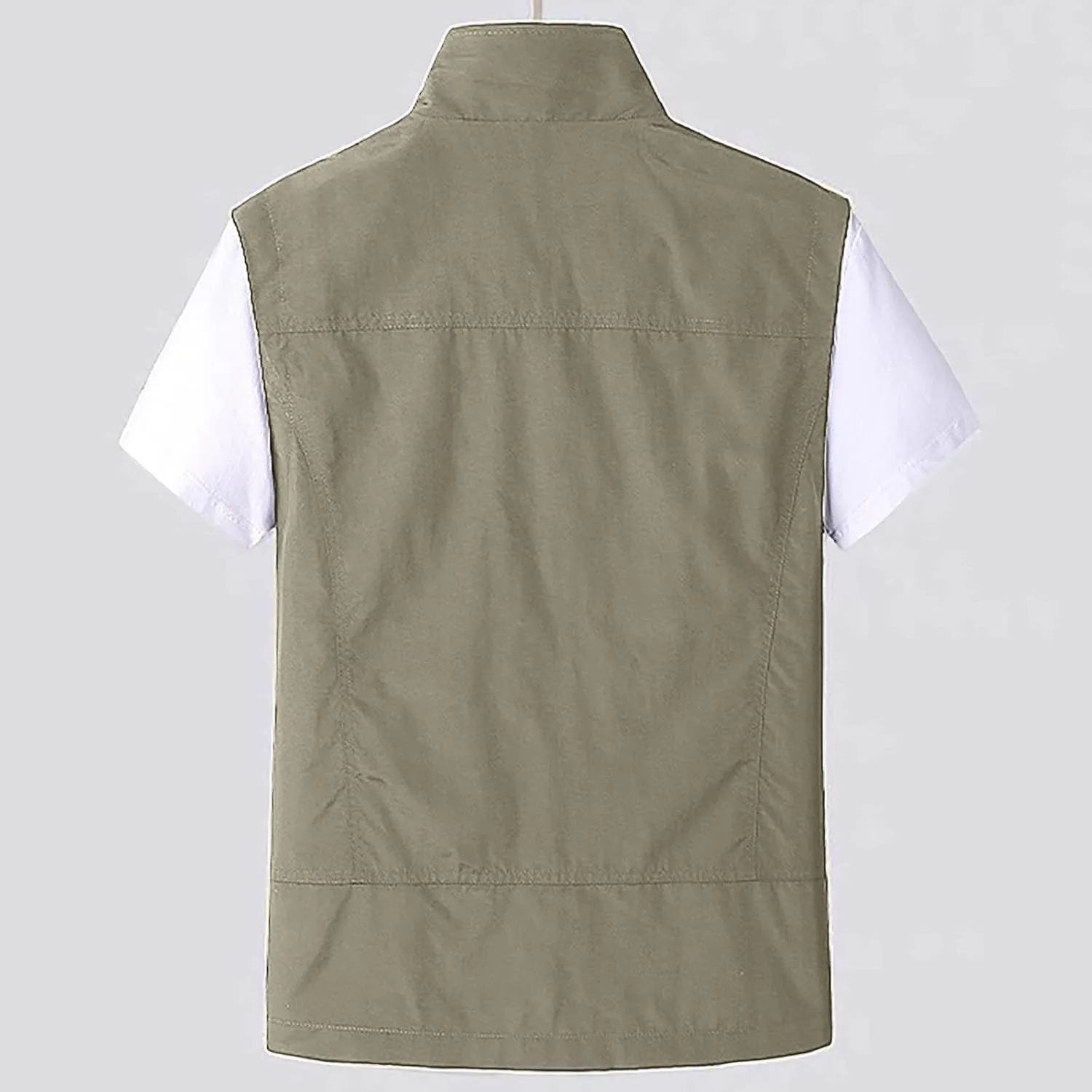 Mens Full-Zip Lightweight Softshell Vest Quick Dry Outdoor Casual Multi Pocket Fishing Vests Jacket for Hiking Golf