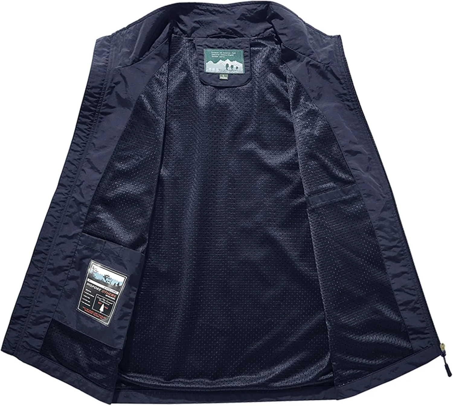 Men's Full Zip Sleeveless Quick Dry Jacket Casual Outdoor Vest Outerwear Multi Pockets Fishing Vests for Sport Golf
