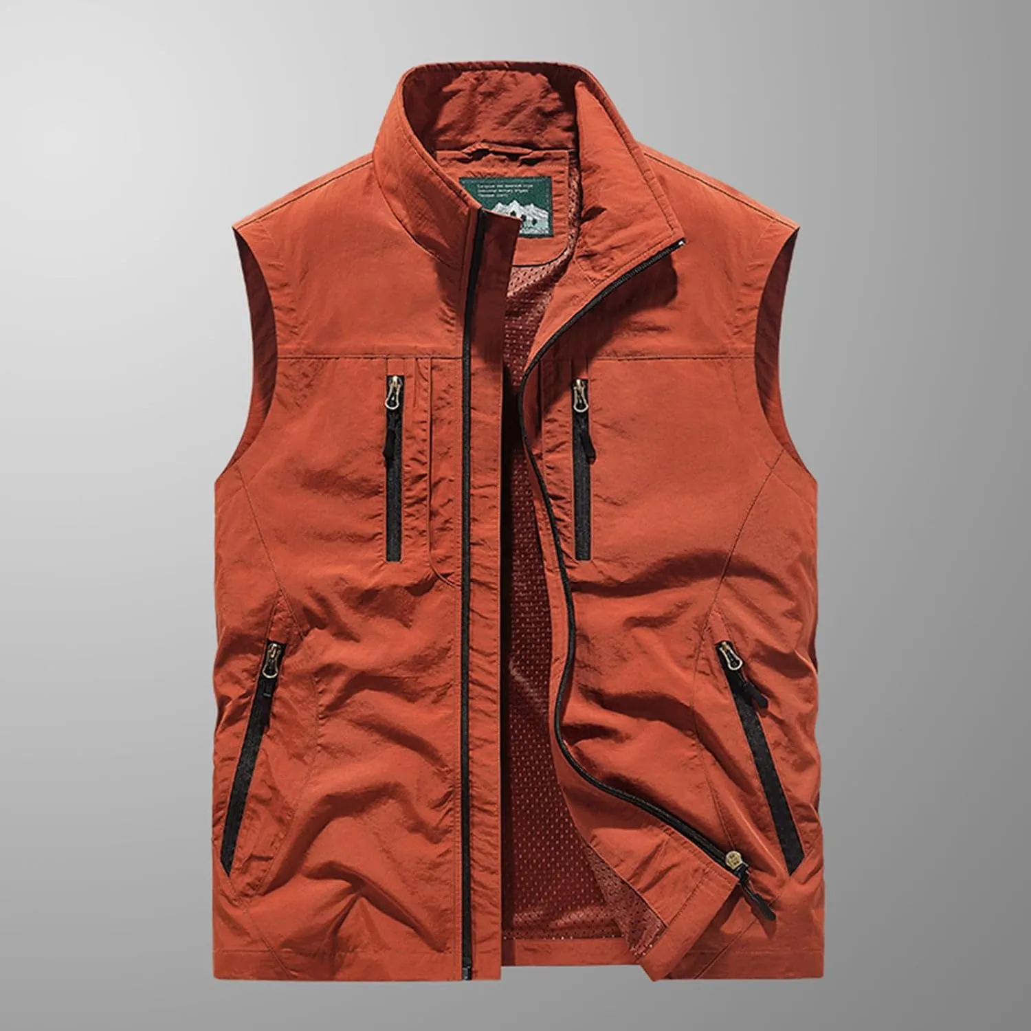 Men's Full Zip Sleeveless Quick Dry Jacket Casual Outdoor Vest Outerwear Multi Pockets Fishing Vests for Sport Golf