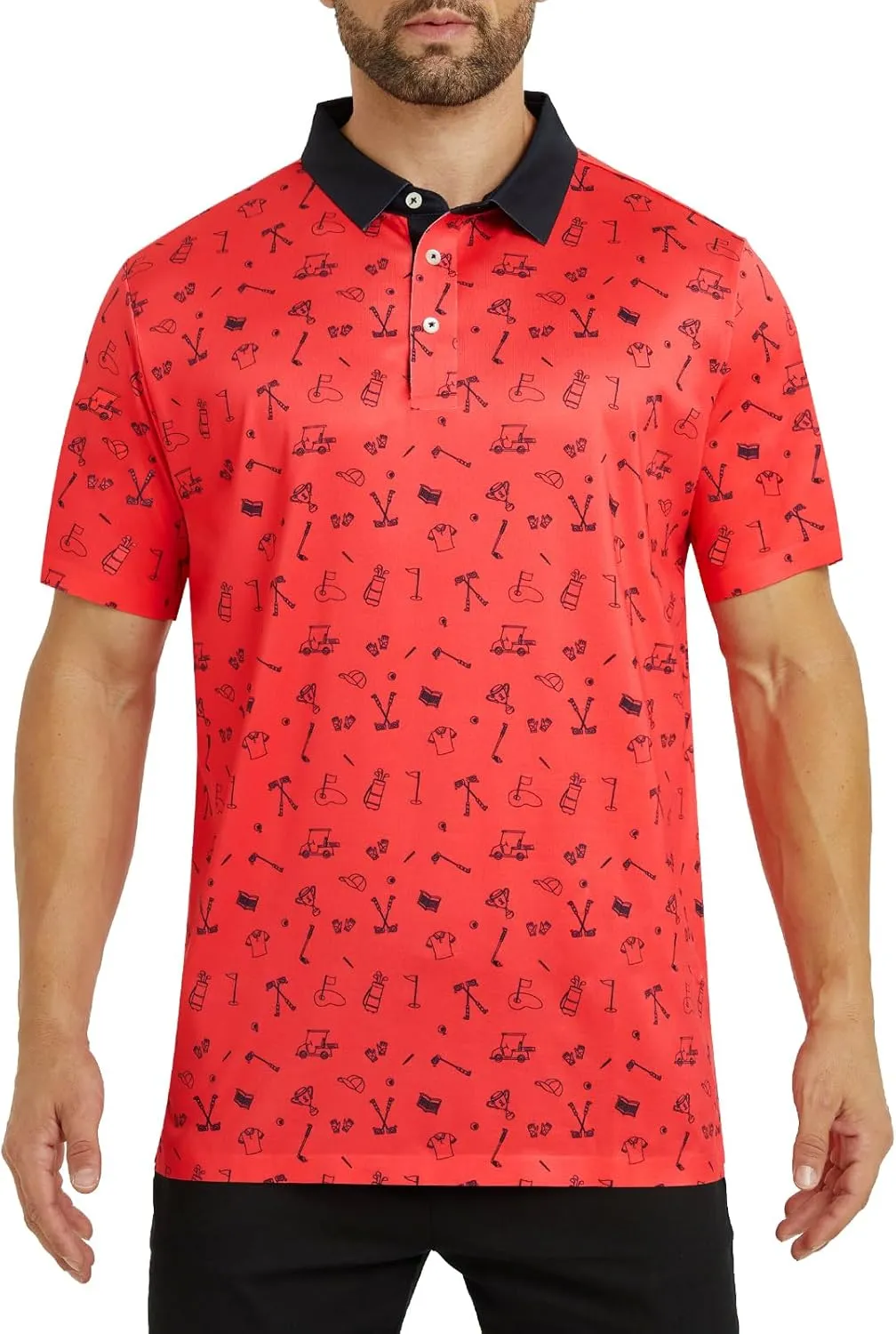 Mens Golf Shirt Seamless Mens Polo Shirts Fashion Print Mens Golf Polo Short Sleeve Dry Fit Golf Shirts for Men