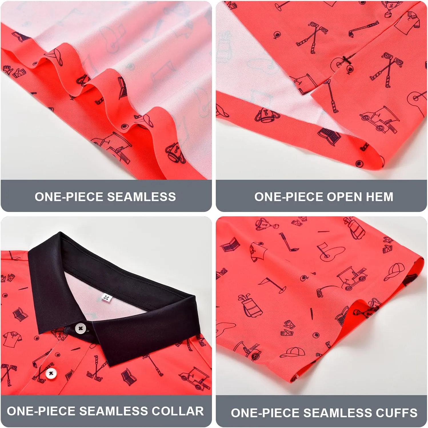 Mens Golf Shirt Seamless Mens Polo Shirts Fashion Print Mens Golf Polo Short Sleeve Dry Fit Golf Shirts for Men