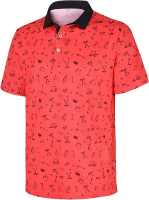 Mens Golf Shirt Seamless Mens Polo Shirts Fashion Print Mens Golf Polo Short Sleeve Dry Fit Golf Shirts for Men