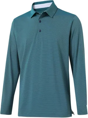 Mens Golf Shirts Long Sleeve Moisture Wicking Collared Work Business Casual Tennis Polo Shirts for Men