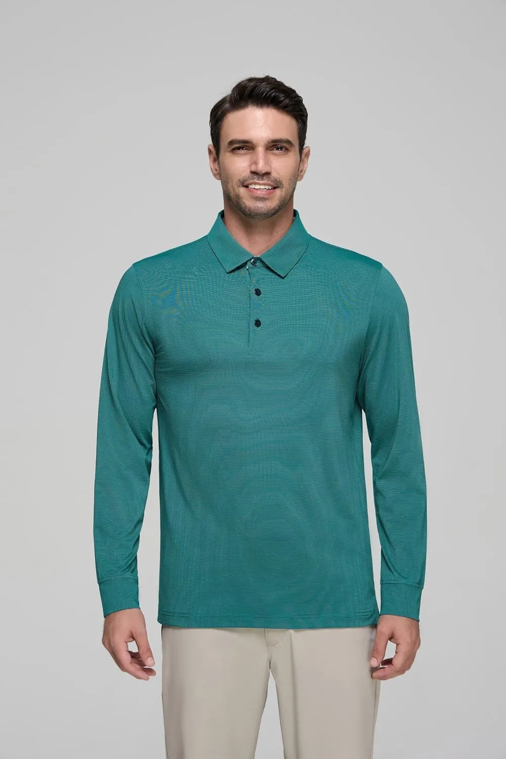 Mens Golf Shirts Long Sleeve Moisture Wicking Collared Work Business Casual Tennis Polo Shirts for Men
