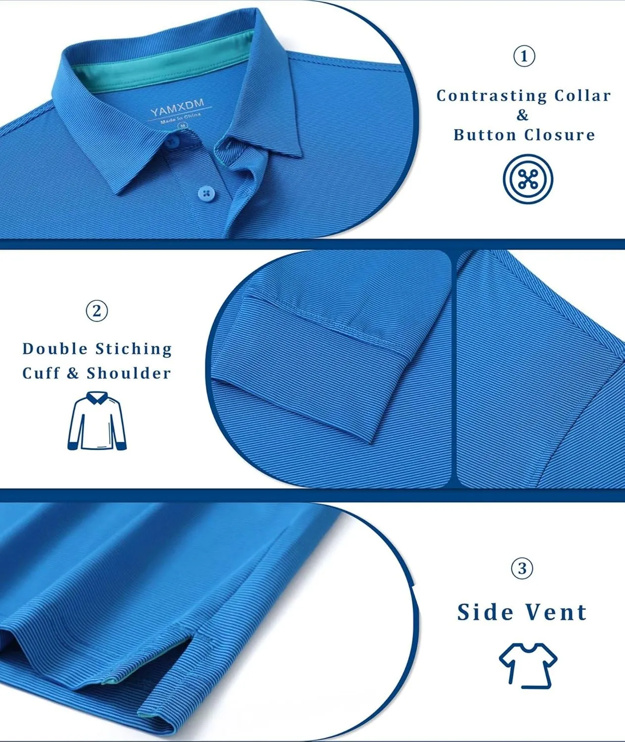 Mens Golf Shirts Long Sleeve Moisture Wicking Collared Work Business Casual Tennis Polo Shirts for Men