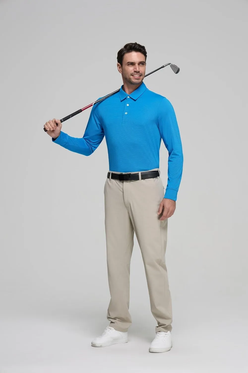 Mens Golf Shirts Long Sleeve Moisture Wicking Collared Work Business Casual Tennis Polo Shirts for Men