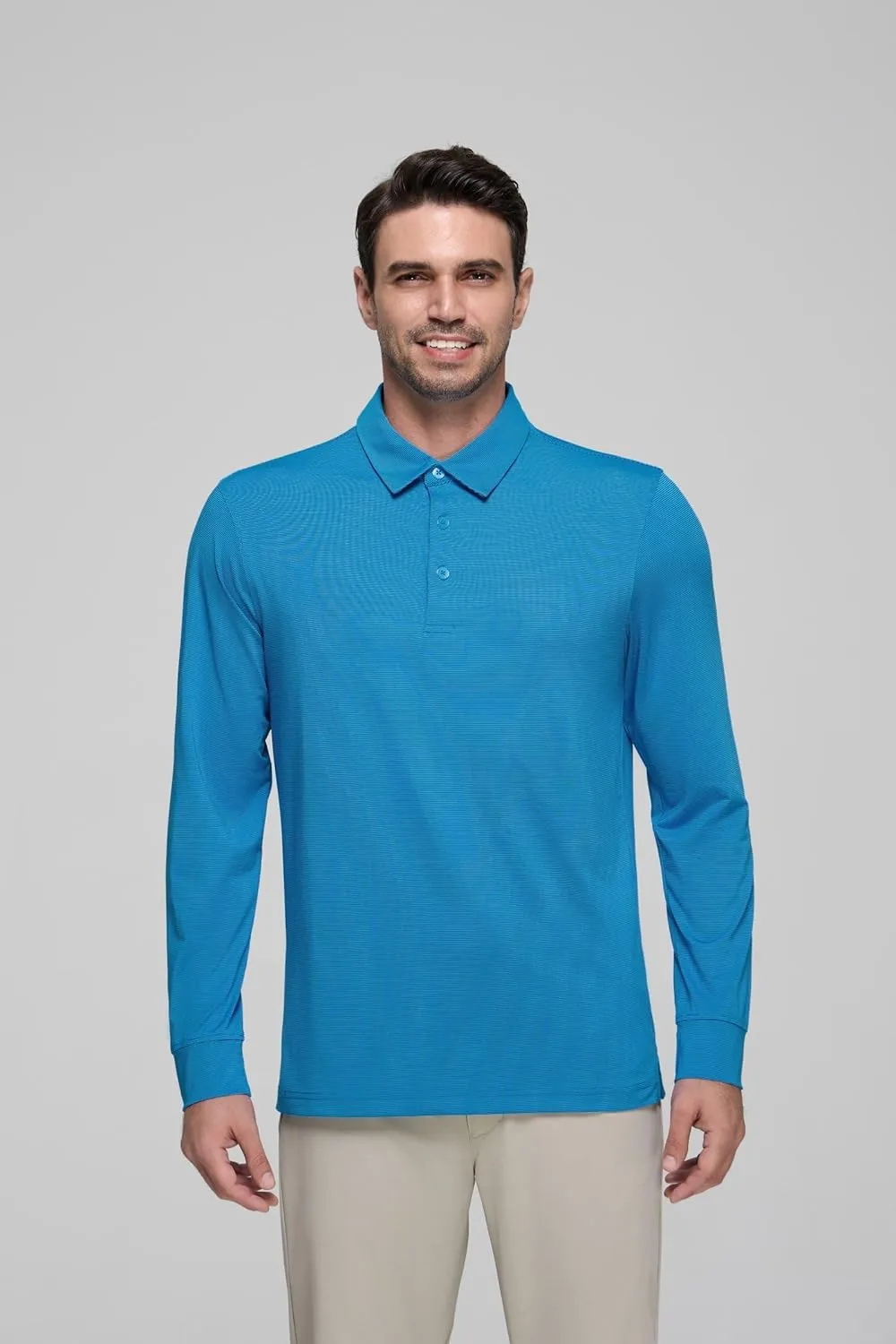 Mens Golf Shirts Long Sleeve Moisture Wicking Collared Work Business Casual Tennis Polo Shirts for Men