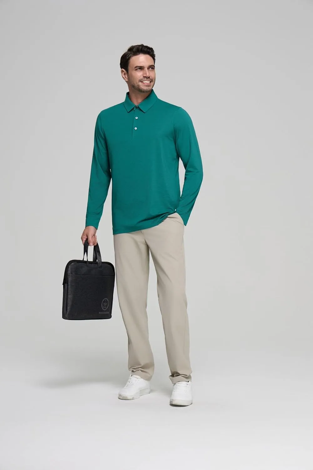 Mens Golf Shirts Long Sleeve Moisture Wicking Collared Work Business Casual Tennis Polo Shirts for Men