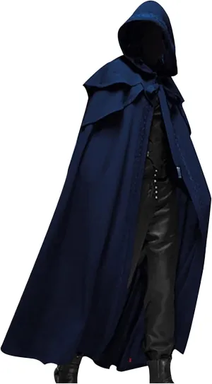 Men's Halloween Hooded Cloak Full Length Cape Costume Fashion Casual Party Stage Retro Gothic Solid Cosplay Tops