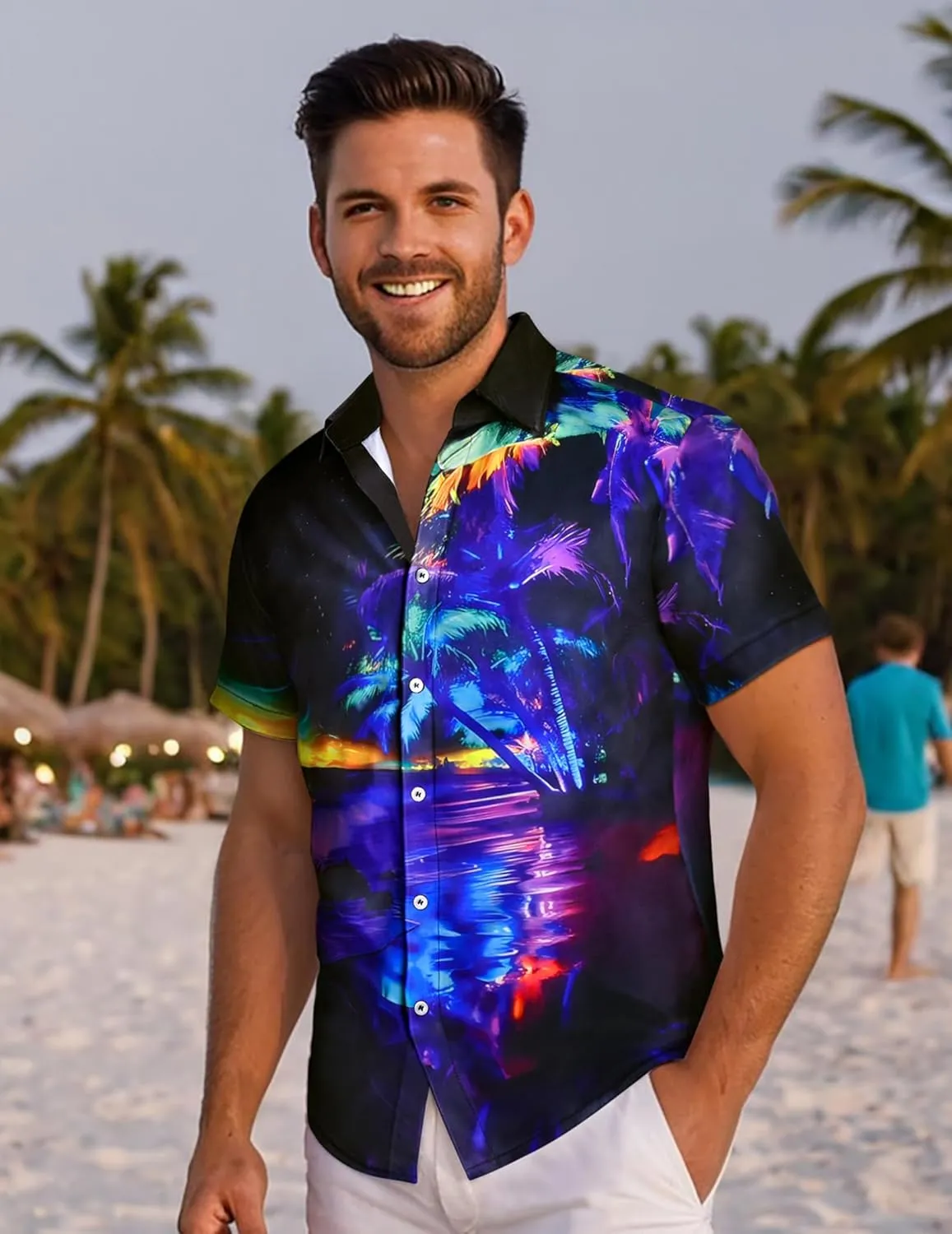 Men's Hawaiian Printed Short Sleeve Shirts Tropical Floral Button Down Aloha Holiday Shirt Vacation Casual Beach Clothings