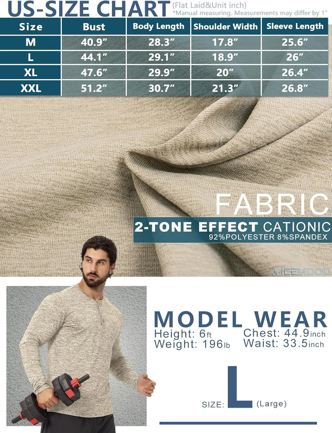 Mens Henley Shirt Dry Fit Tech 3 Button T Slim Fit Quick Dry Gym Tshirt Long Sleeve Lightweight Basic Casual Tee