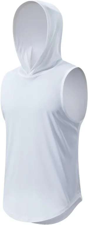 Mens Hooded Tank Tops Summer Running Vests Quick Dry Tanks Sleeveless Hoodie Workout Vest Breathable Fitness Activewear