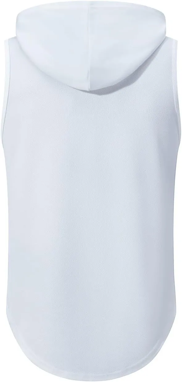 Mens Hooded Tank Tops Summer Running Vests Quick Dry Tanks Sleeveless Hoodie Workout Vest Breathable Fitness Activewear