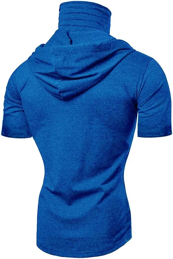 Mens Hoodie with Face_Mask Halloween Turtleneck Compression Top Quick Dry Baselayer Running Long Sleeve Sportwear