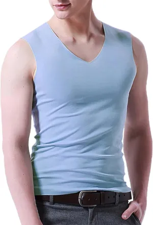 Mens Ice Silk Tank Tops V Neck Sleeveless Solid Traceless Breathable Quick Dry Bodybuilding Undershirts Workout Sport Shirts