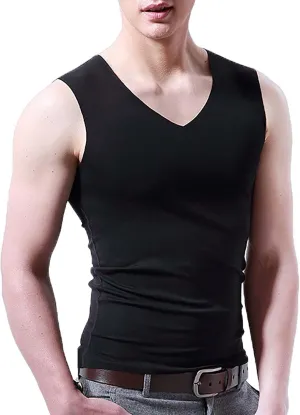 Mens Ice Silk Tank Tops V Neck Sleeveless Solid Traceless Breathable Quick Dry Bodybuilding Undershirts Workout Sport Shirts