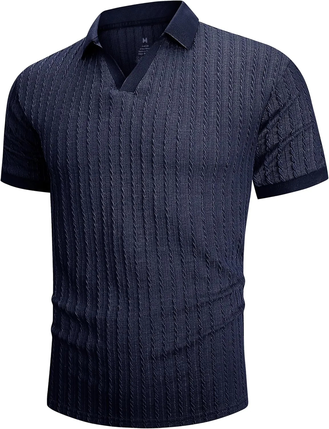 Mens Knit Polo Shirts Casual Stylish V Neck Short Sleeve Sweater Polo Knitted Textured Johnny Collar Tops Fashion 2025