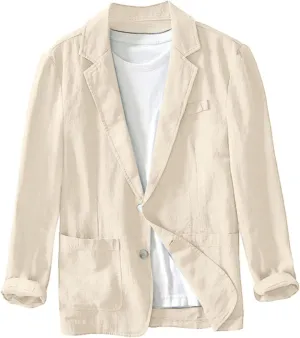 Mens Lightweight Blazer Jacket Plus Size Breathable Thin Coats Button Down Loose Fit Casual Summer Cardigans Shirts
