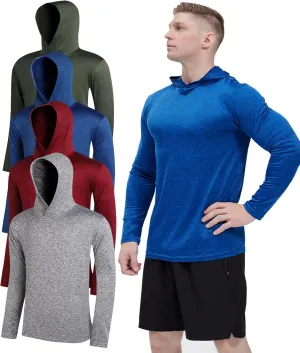 Men's Lightweight Hoodies 4 Pack Long Sleeve Athletic Shirts for Mens Running Workout Swim T-Shirt