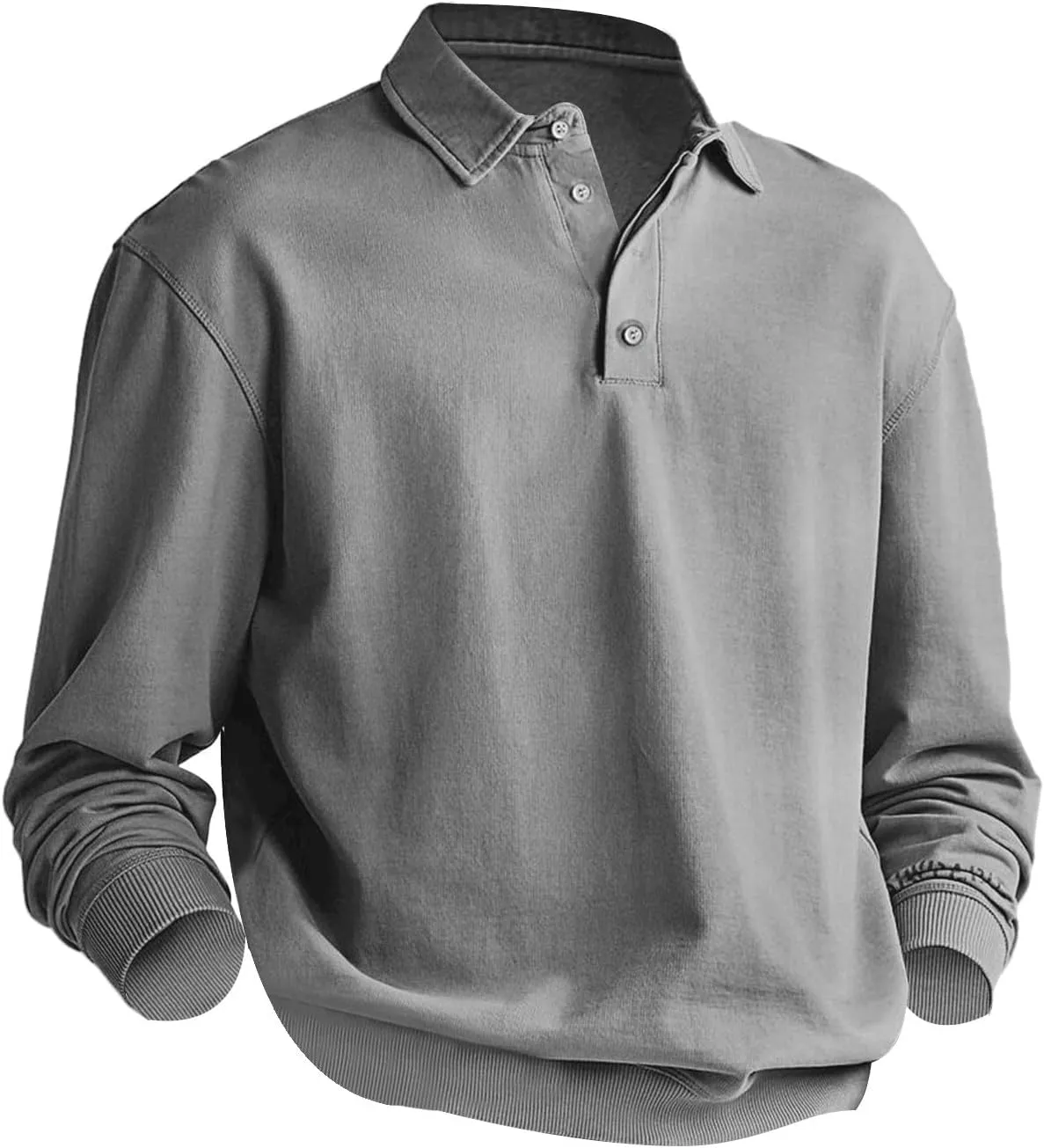 Mens Long Sleeve Casual Polo Shirts Quick Dry Outdoor Collared Golf Tee Tops Stretchy Solid Moisture Wicking Blouse
