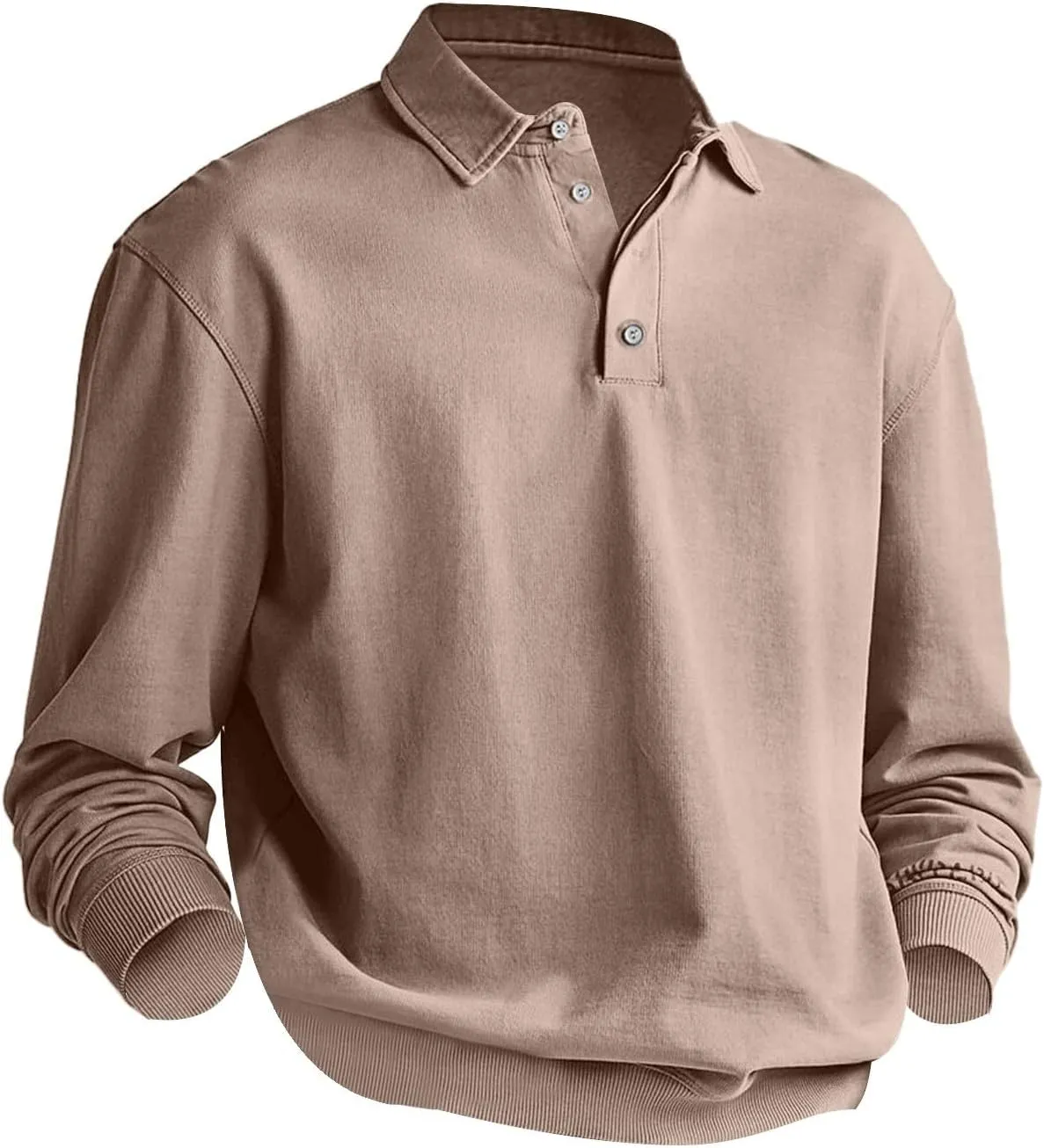 Mens Long Sleeve Casual Polo Shirts Quick Dry Outdoor Collared Golf Tee Tops Stretchy Solid Moisture Wicking Blouse