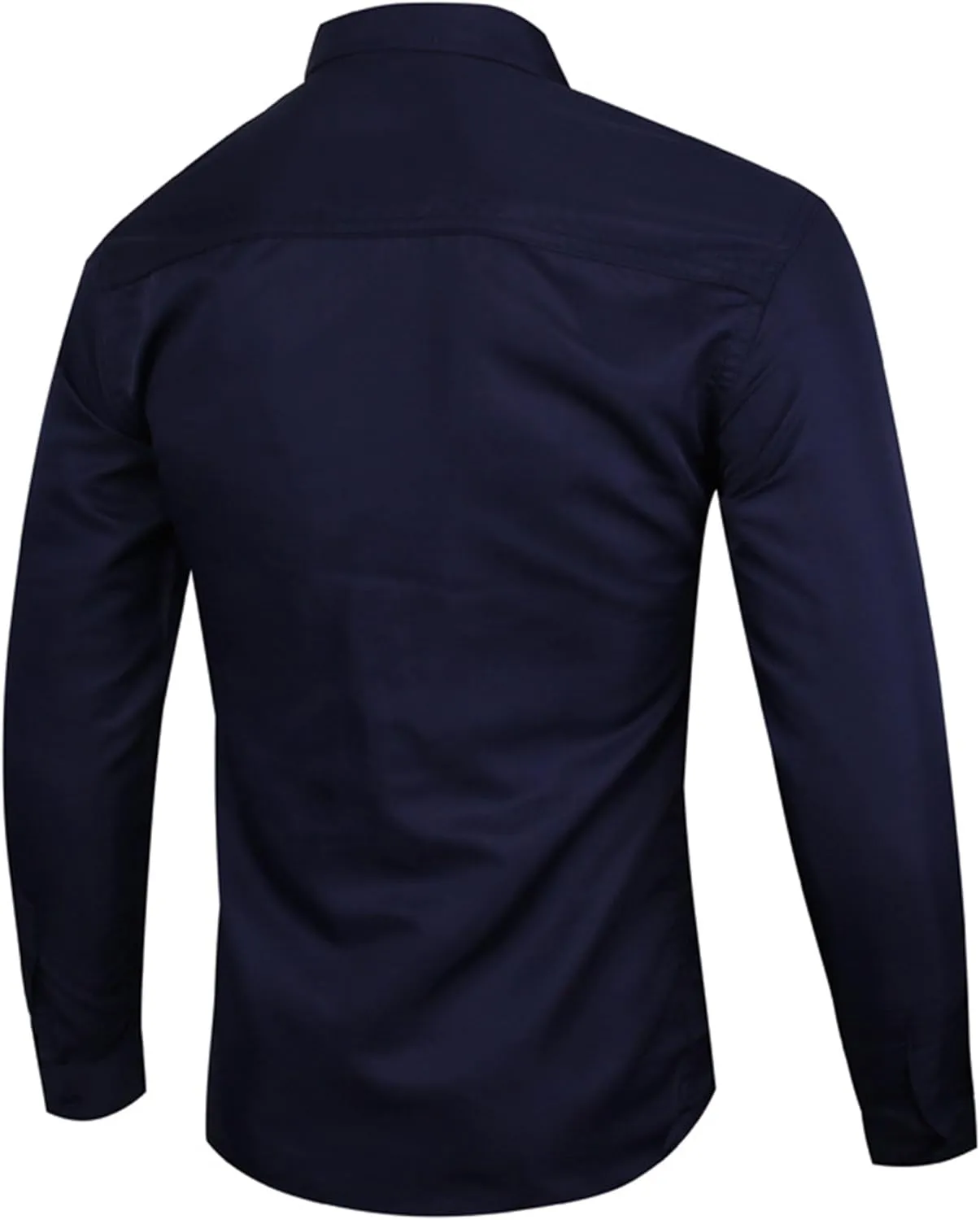 Men's Long Sleeve Dress Shirt Plaid Collar Casual Button Down Shirts Solid Business Formal Slim Fit Shirt
