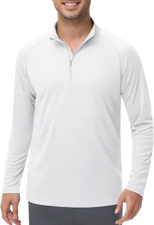 Men's Long Sleeve Sun Shirts UPF 50  1/4 Zip Fishing Running Rash Guard Tee Shirts UV Protection Hiking Outdoor Shirt